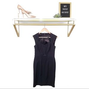 WHBM Black Sheath Dress Cap Sleeve Sweetheart Neck